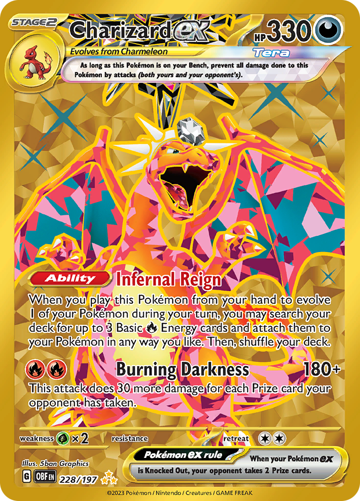 pokemon scarlet and violet charizard card ex (228/197) [Scarlet & Violet: Obsidian Flames] Double Rare Retreat cost Primary color:Blue Best Tarkir: Dragonstorm Commander combat