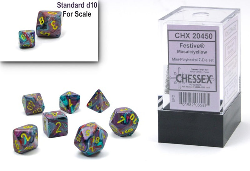 CHX 20450 Festive Mosaic/Yellow Mini-Polyhedral 7-Die Set