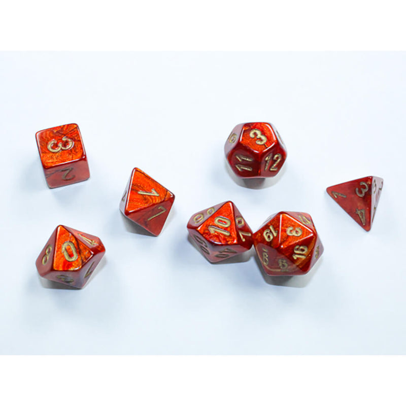 CHX 20414 Scarab Scarlet/Gold Mini-Polyhedral 7-Die Set