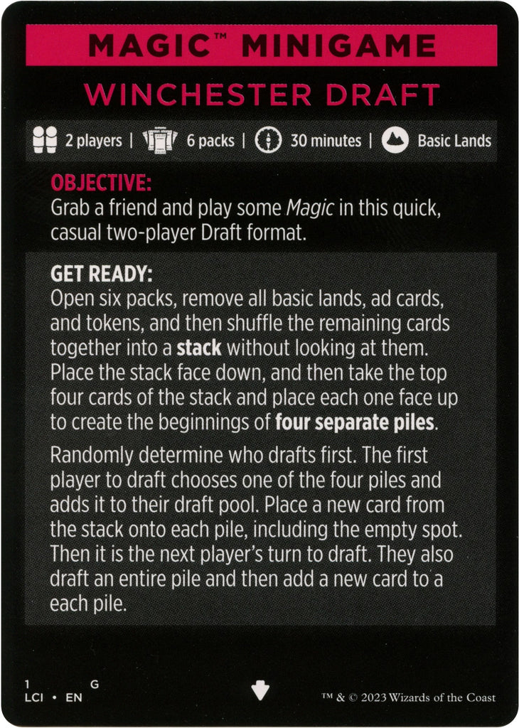 draft cards mtg Winchester Draft (Magic Minigame) [The Lost Caverns of Ixalan Minigame