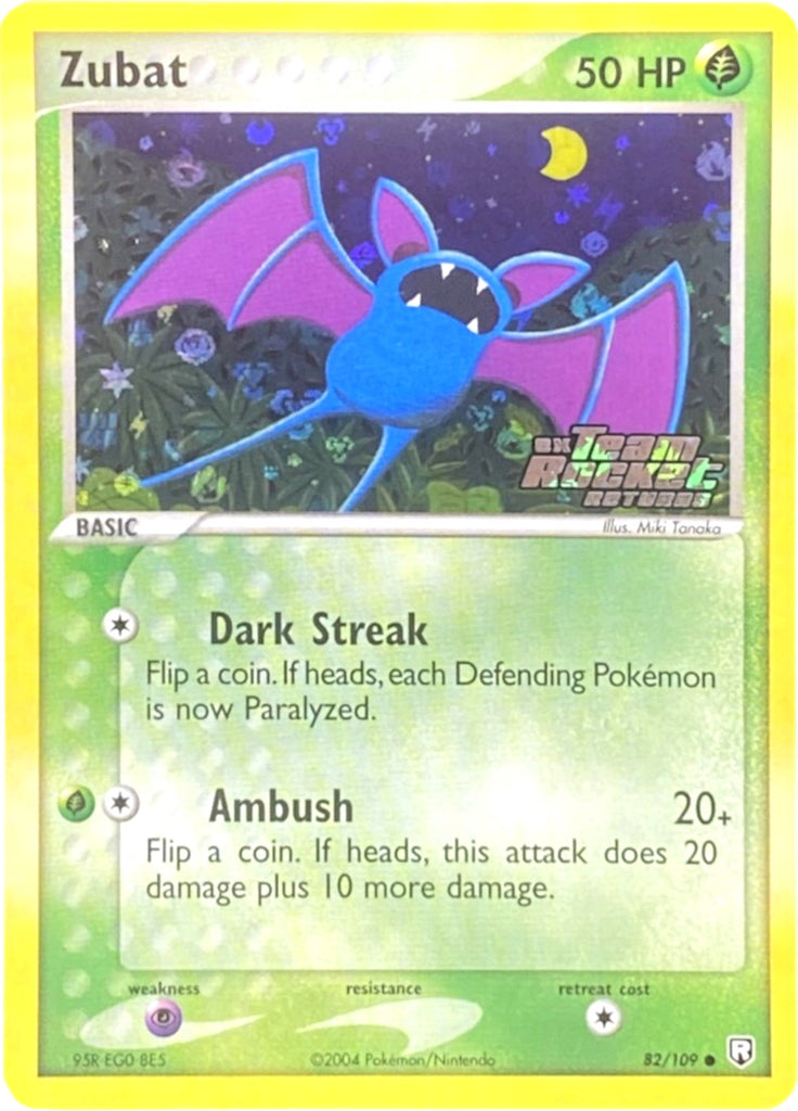 zubat pokemon card (82/109) (Stamped) [EX: Team Rocket Returns] Gem Pack Vol.1 [darkness] Style:AMBER & AMETHYST Syncopate · Final Fantasy