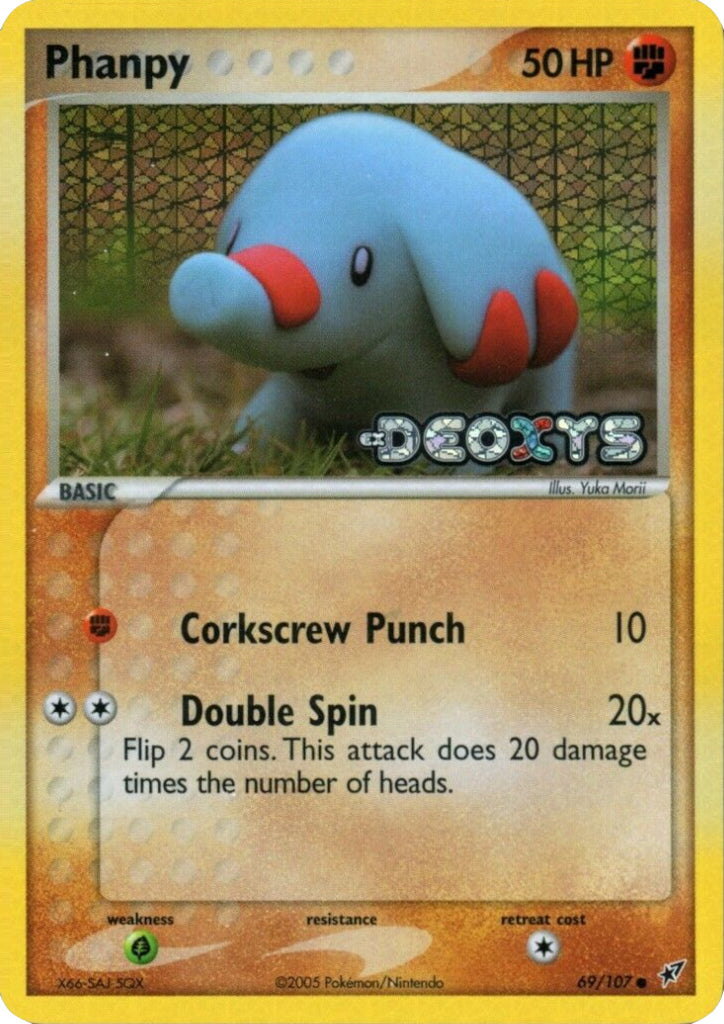 pokemon phanpy card (69/107) (Stamped) [EX: Deoxys] Pack Size:5 Tokens @ 20mm Size TCG cards and board Sleeving Magic The Gathering Game_Pokémon TCG