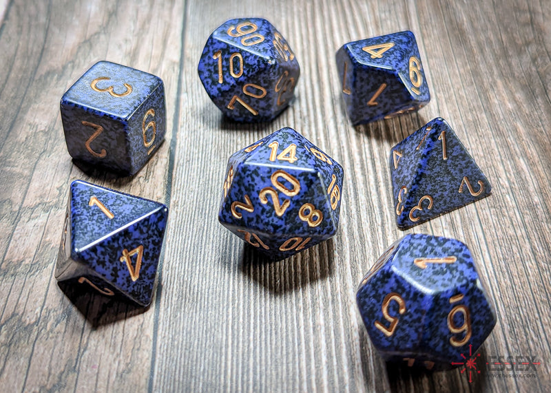 CHX 25337 Golden Cobalt Speckled Polyhedral 7 Die Set