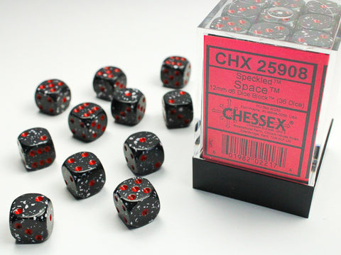 CHX 25908 Space Speckled 12mm d6 Dice Block (36 Dice)