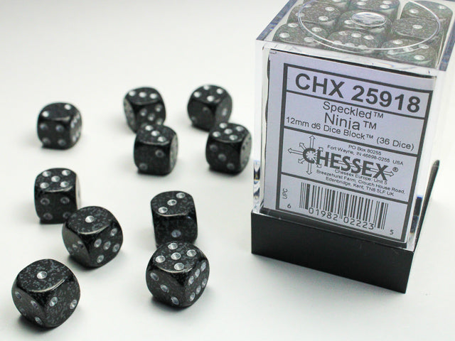 CHX 25918 Ninja Speckled 12mm d6 Dice Block (36 Dice)