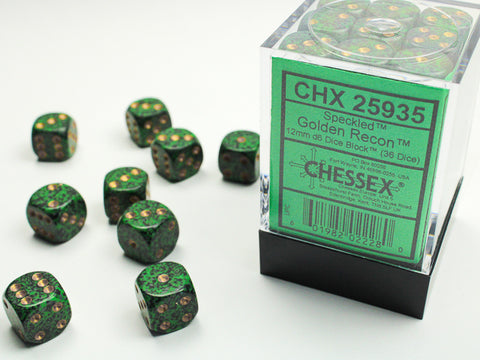 CHX 25935 Golden Recon Speckled 12mm d6 Dice Block (36 Dice)