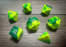 CHX 26454 - Gemini Green-Yellow/Silver Polyhedral 7-Die Set