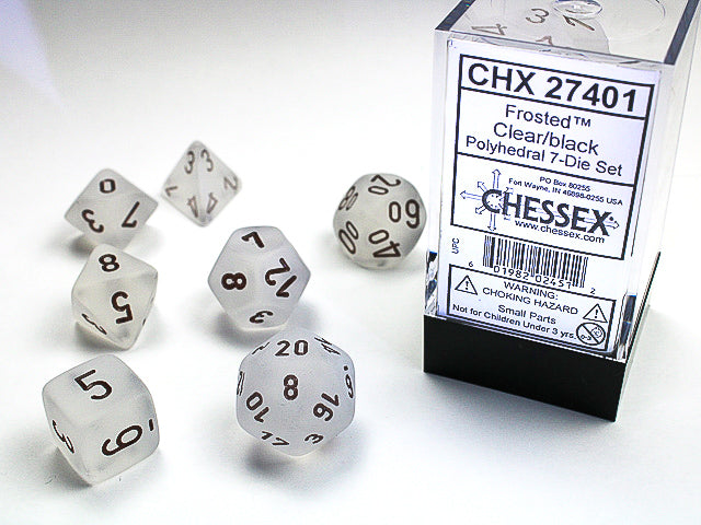 CHX 27401 Frosted Clear/Black 7 Polyhedral Die Set