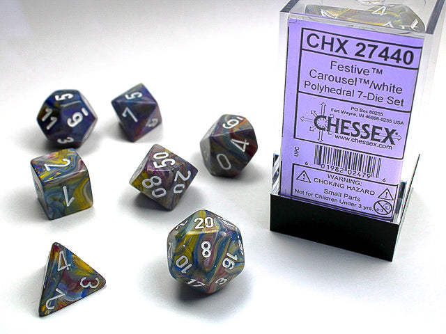 CHX 27440 Festive Carousel/white Polyhedral 7 Die Set