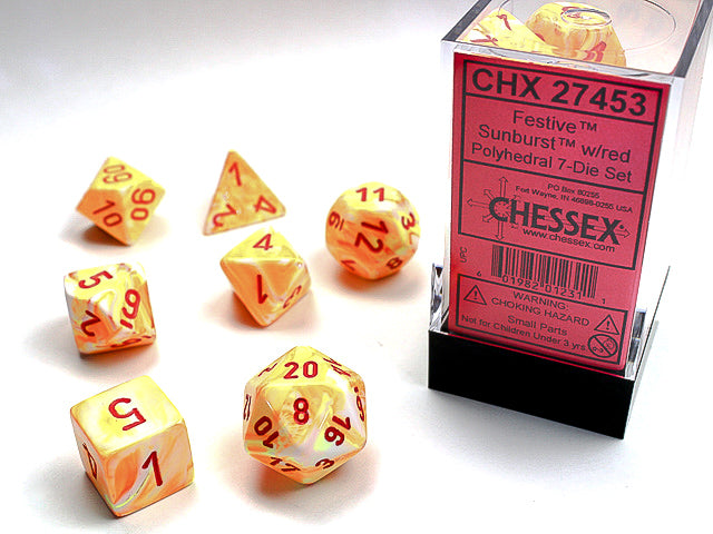 CHX 27453 Sunburst/red Festive Polyhedral 7 Die Set