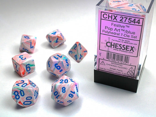 CHX 27544 Festive Pop Art/Blue Polyhedral 7-Die