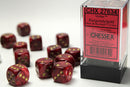 Vortex Burgundy/gold 16mm d6 Dice Block (12 dice)