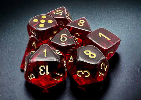 Chessex Lab Dice Translucent Crimson/gold CHX 30058