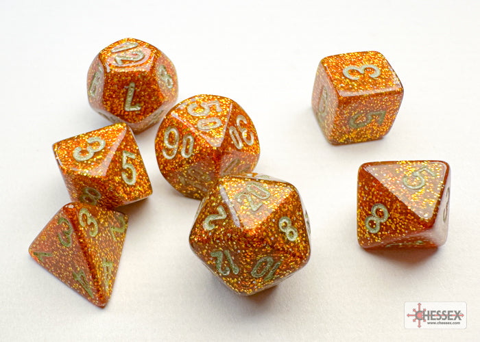 CHX 20503 - Glitter Gold/silver Mini-Polyhedral 7-Dice Set