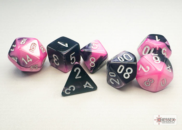 CHX 20630 - Gemini Black-Pink/white Mini-Polyhedral 7-Dice Set