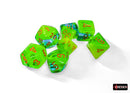 CHX 26470 Dice Menagerie 11 - Gemini Plasma Luminary Green-Teal/Orange 7-Die Set