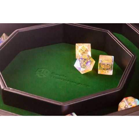 Leather Dice Vault with Lid - Green