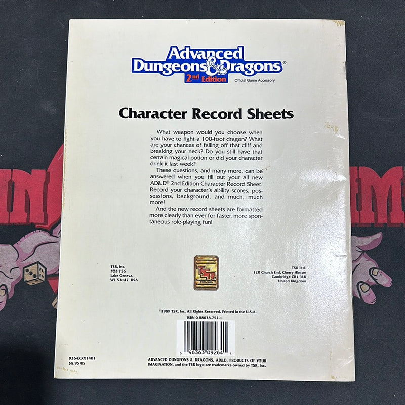 Advanced Dungeons & Dragons 2E: Character Record Sheets (Partial)