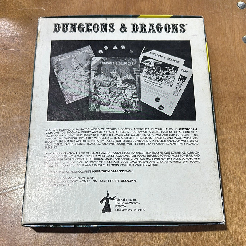 Dungeons & Dragons 1E: Basic Set (4th Printing Holmes) with dice (worn)