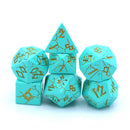 Turquoise with Silver Solid Metal Barbarian Dice Set