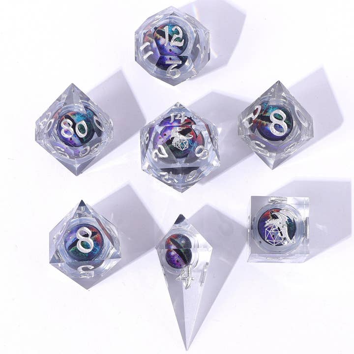 Always Watching Dragon's Eye - Sharp Edge Resin Dice - Chromatic