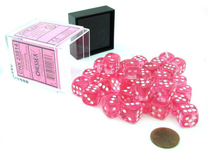CHX 23814 Pink/White Translucent 12mm d6 Dice Block (36 Dice)