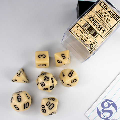 CHX 25400 Ivory/Black Opaque Polyhedral 7 Die Set