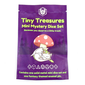 Tiny Treasures Mystery Pack of One 10mm Mini Dice Set and 1 Enamel Pin
