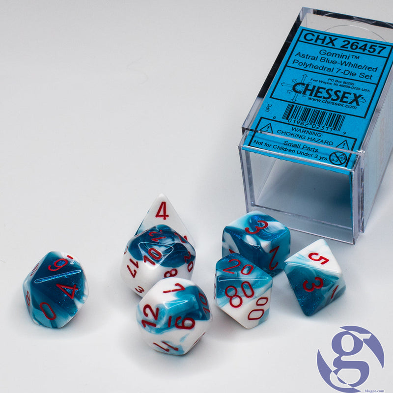 CHX 26457 Blue Steel/White Gemini Polyhedral 7 Die Set