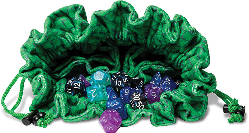 Dragon Storm Velvet Compartment Dice Bag: Green Dragon Scales