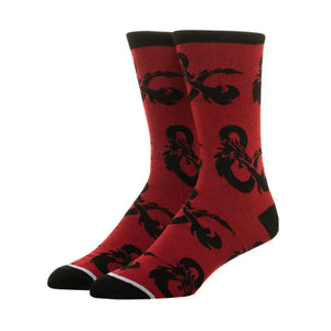 Dungeons & Dragons Printed Red Crew Socks For Men