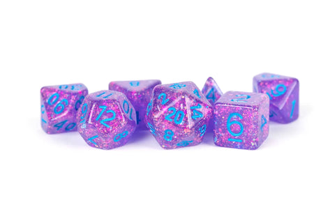 Resin Flash Glitter Dice Set 16mm Poly Dice Set - Purple