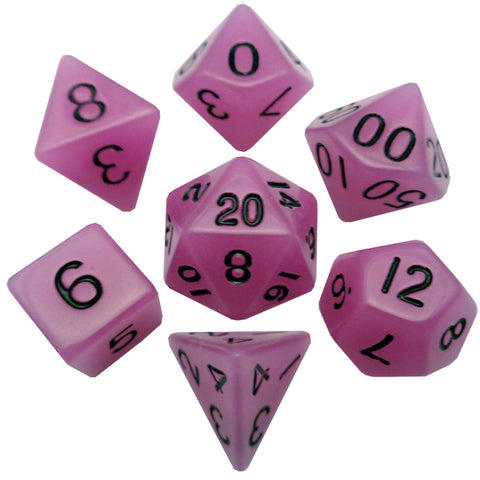 MET307 MDG Glow in the Dark Purple 16mm Polyhedral Dice Set