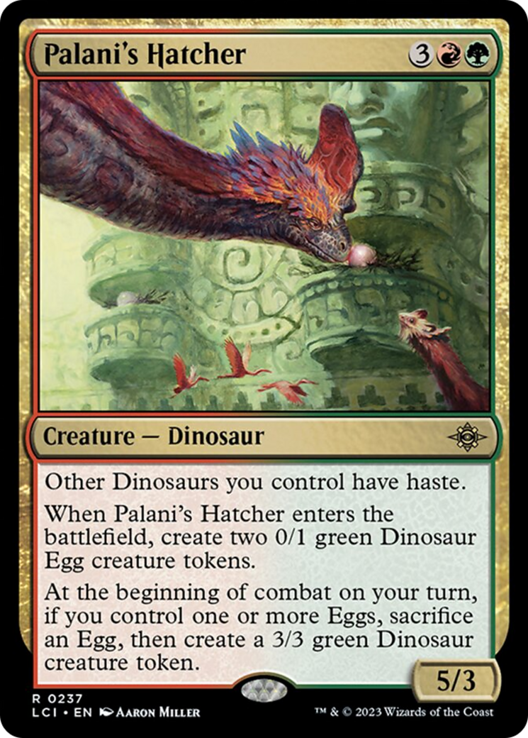 mtg ixalan dinosaur cards Marvel pack mix-up with Mint / near mint condition trading card Palani's Hatcher [The Lost Caverns