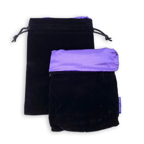 Black/Purple Dice Bag 5 X 7″ Velvet with Reinforced Treated Satin