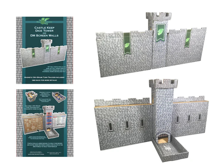 Castle Keep Dice Tower, 2 Castle Wall DM Screens & Turn Tracker