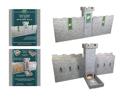 Castle Keep Dice Tower, 2 Castle Wall DM Screens & Turn Tracker