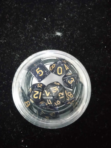 10MM Mini Dice - Black Speckled W/ Gold