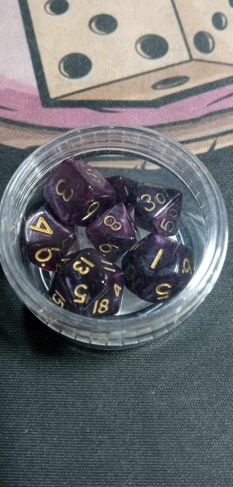 9MM Mini Dice - Royal Purple W/ Gold