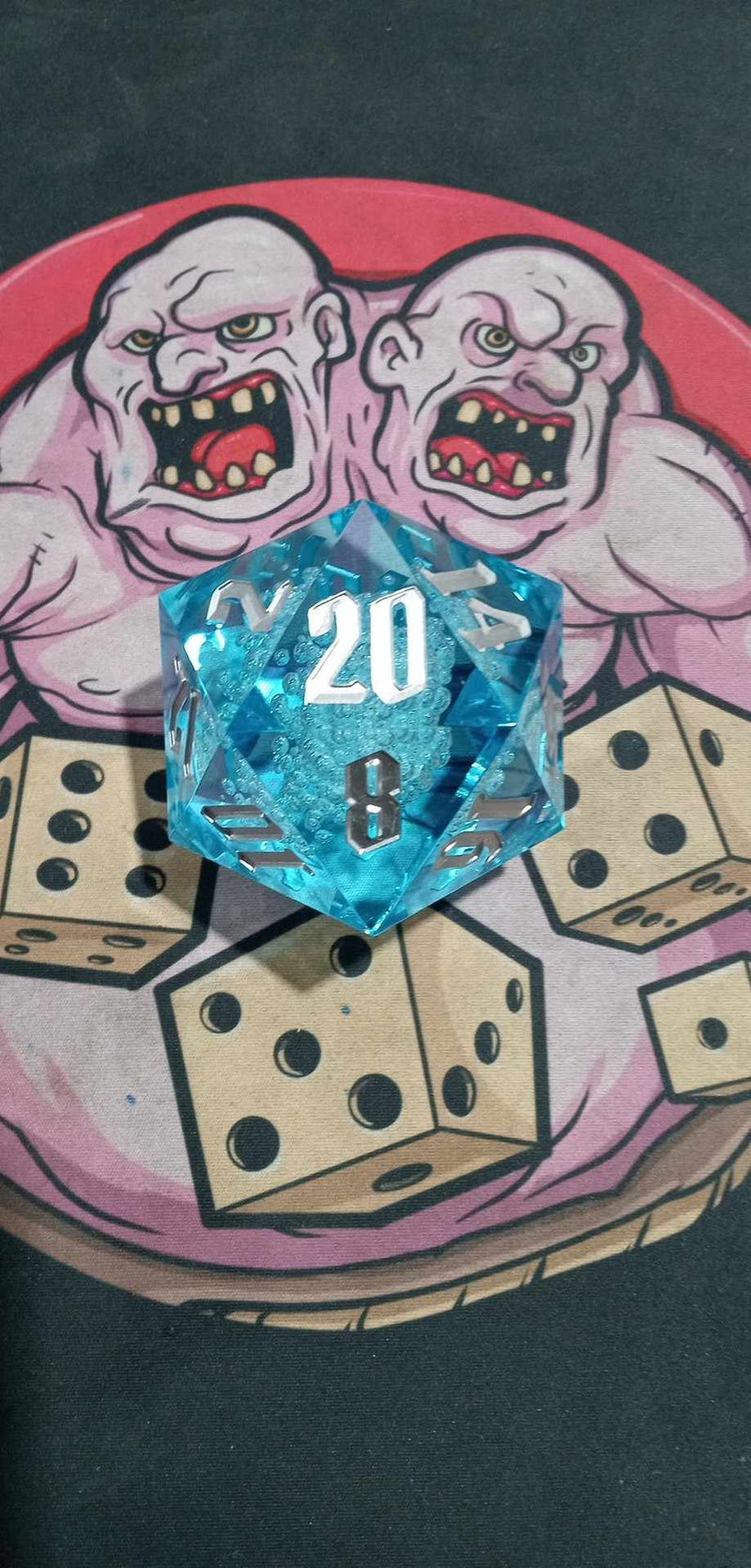 Huge 55mm D20 - Blue Bubbles