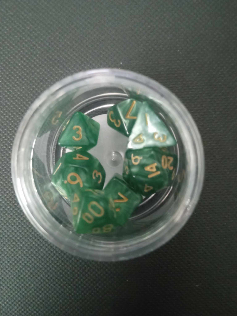 10MM Mini Dice - Green W/ Gold
