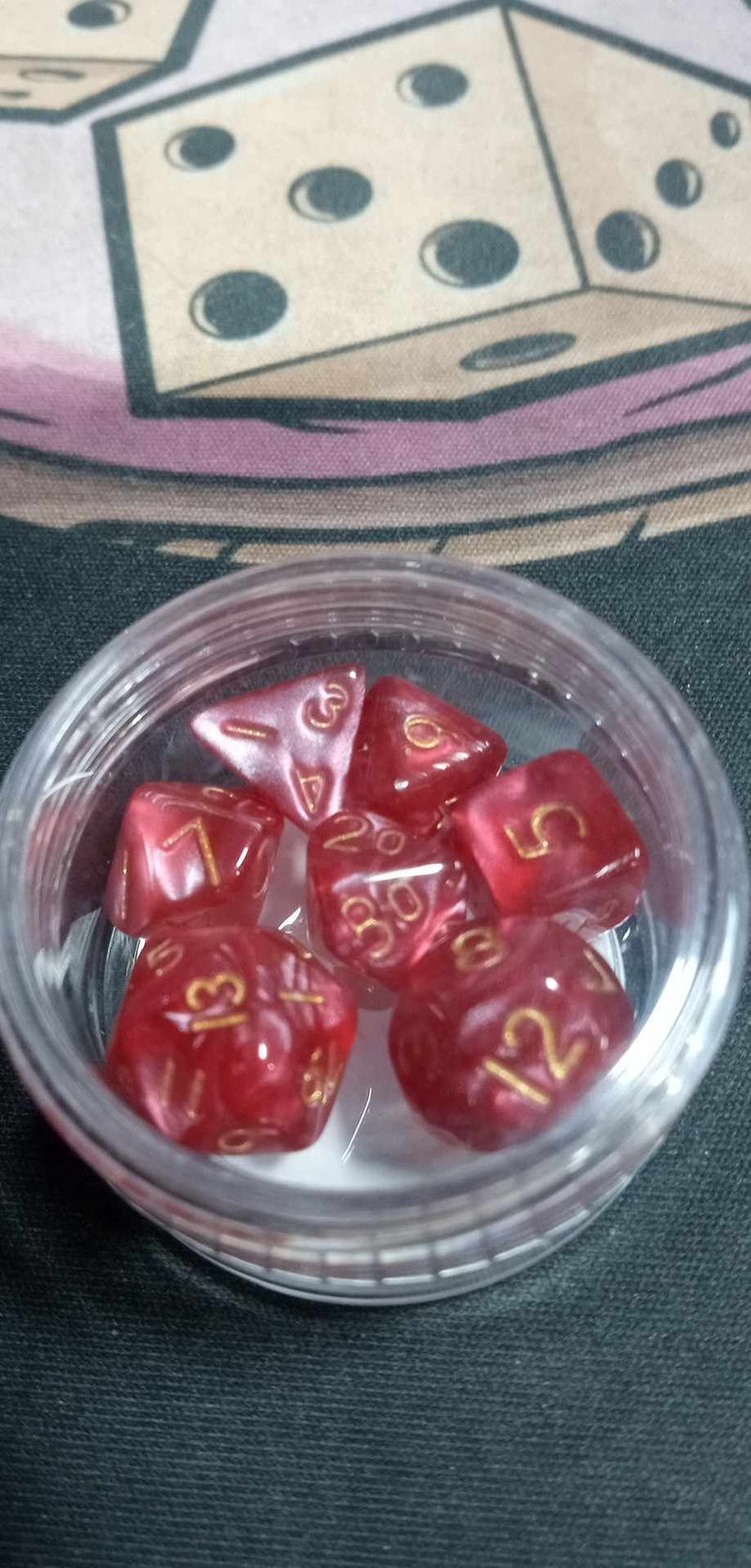 9MM Mini Dice - Red W/ Gold