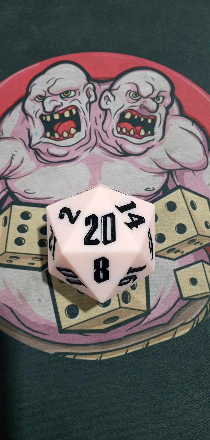 Huge Silicone 55mm D20 - Soft Pink W/ Black Font