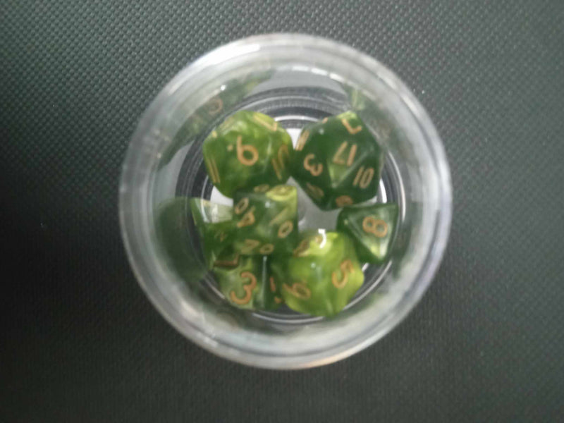 10MM Mini Dice - Jade Green W/ Gold