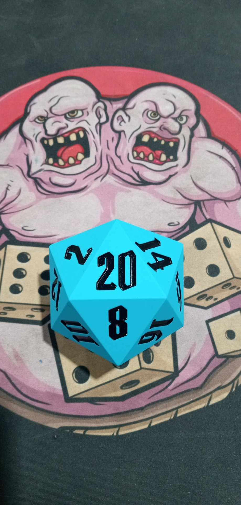 Huge Silicone 55mm D20 - Sky Blue W/ Black Font