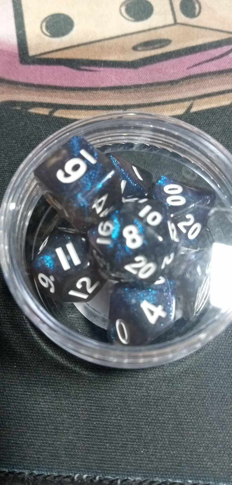 9MM Mini Dice - Black & Blue W/ White