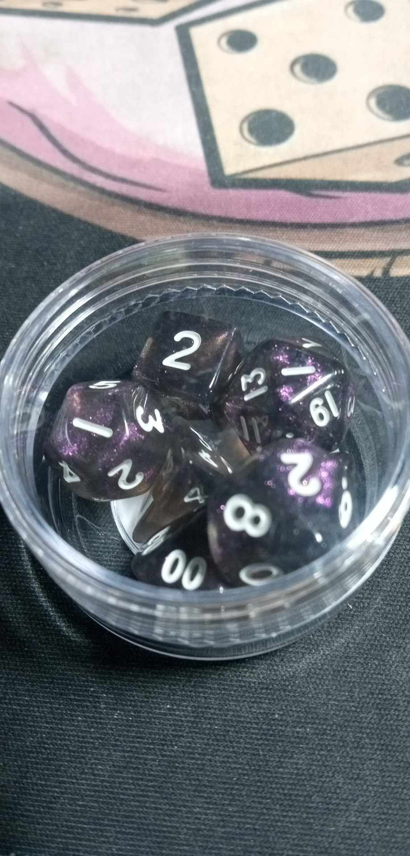 9MM Mini Dice - Purple & Black W/ White