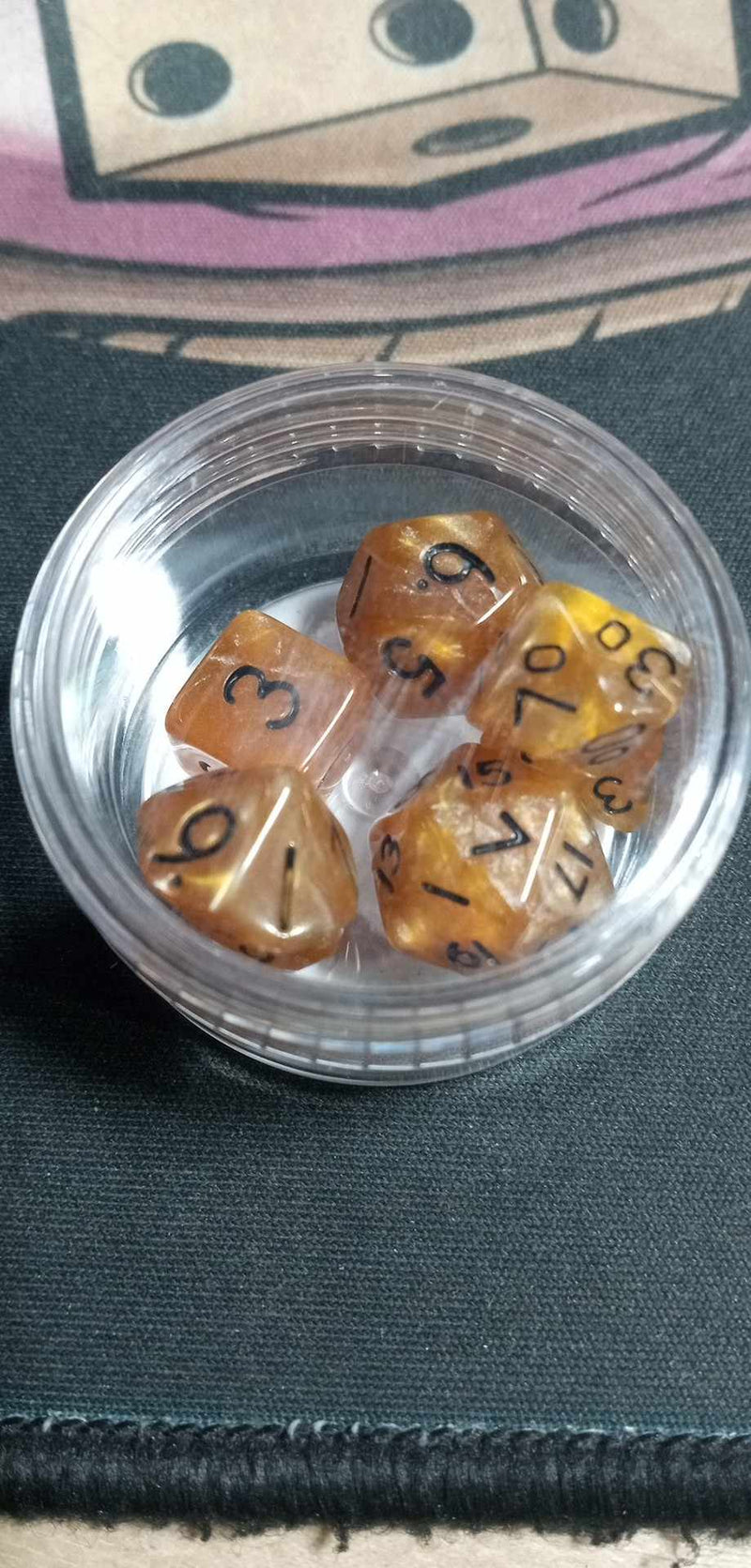 9MM Mini Dice - Amber W/ Black