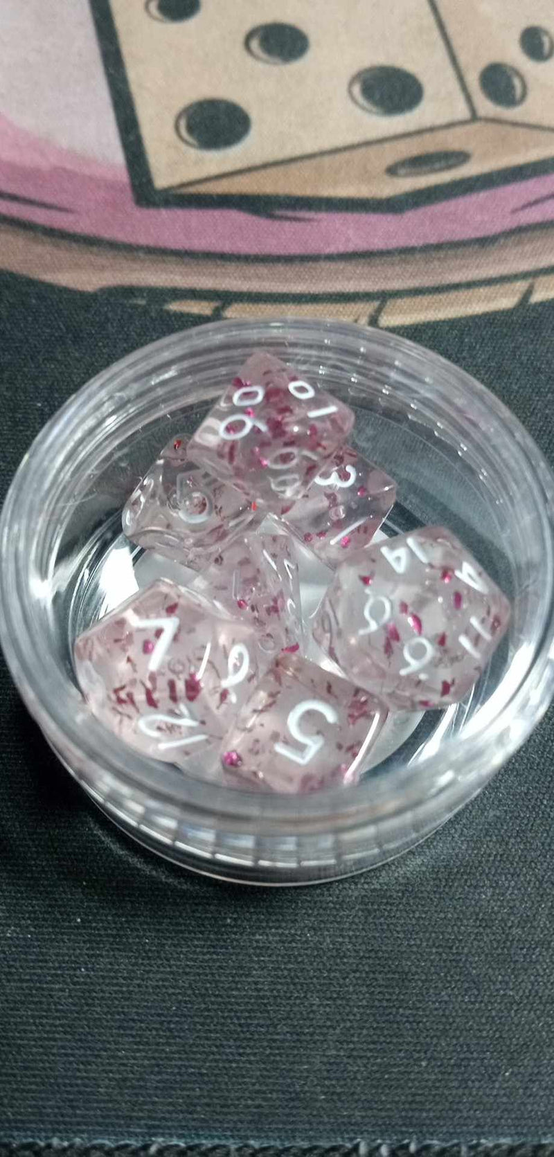 9MM Mini Dice - Translucent Red Speckle W/ White