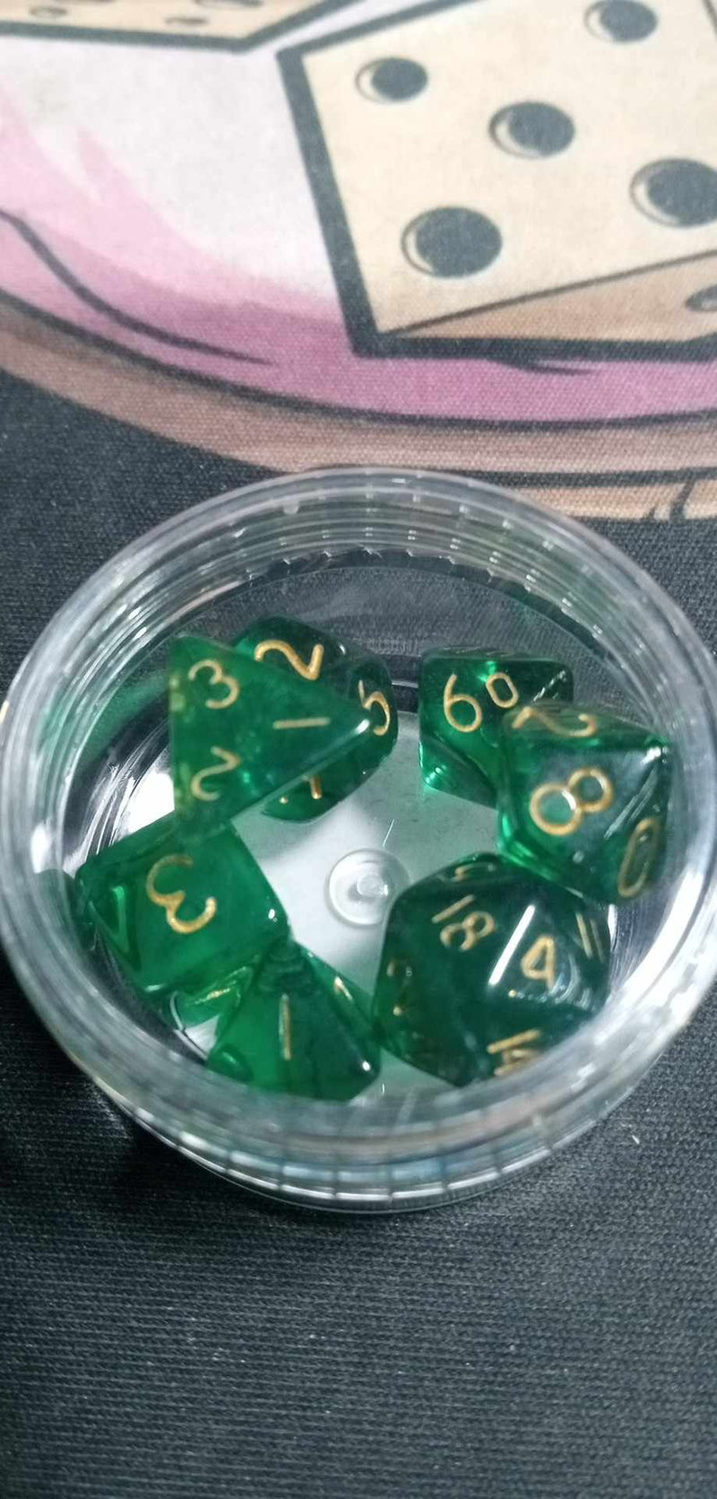 9MM Mini Dice - Translucent Green W/ Gold